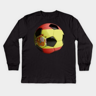 Spain Soccer Ball Kids Long Sleeve T-Shirt